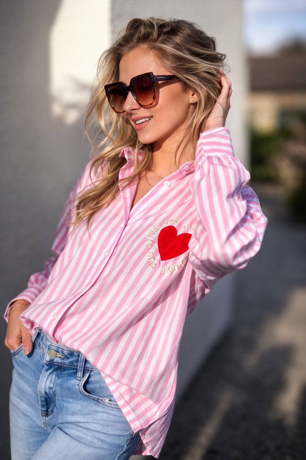 PINK STRIPED BLOUSE