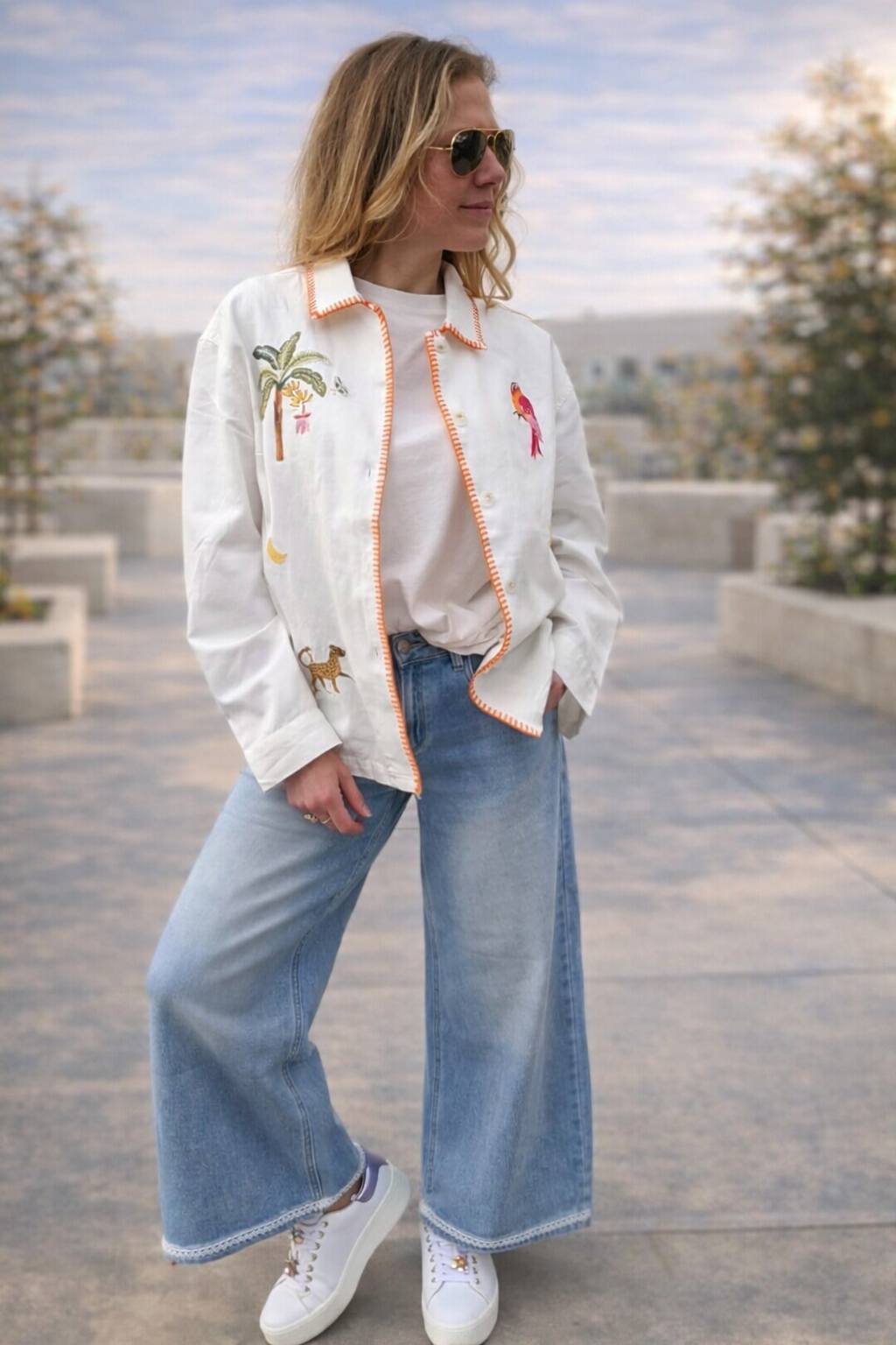 LACE DENIM WIDE LEG